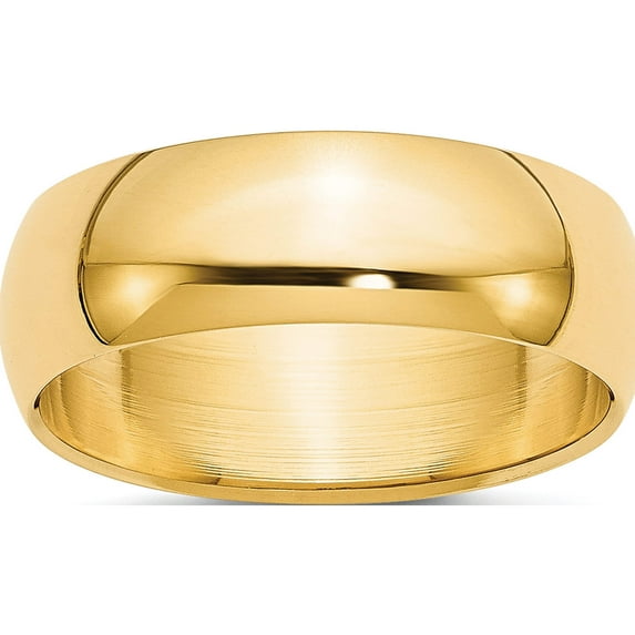 14K Yellow Gold 7mm Half-Round Wedding Band (Size 6.5) Made In United States hr070-6.5
