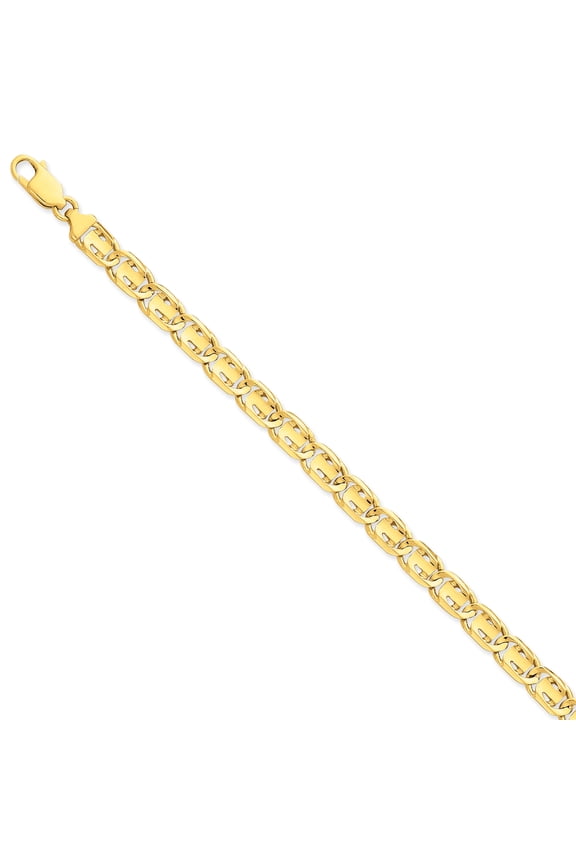 14K Yellow Gold 7mm Hand-polished Fancy Link Chain