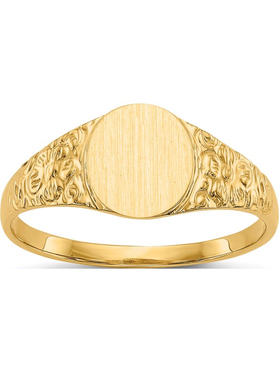 14K Yellow Gold 7.0x8.0mm Oval Closed Back Signet Ring
