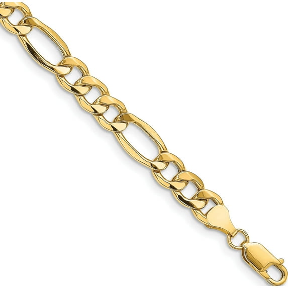14K Yellow Gold 8.5mm Semi-Solid Figaro Chain (8 X 8.5) Made In South Africa bc190-8
