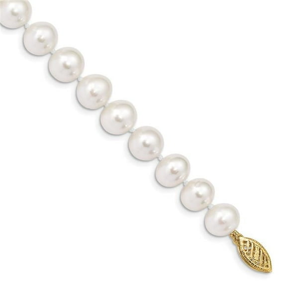 14K Yellow Gold 8-9 mm White Near Round Freshwater Cultured Pearl 7.5 in. Bracelet