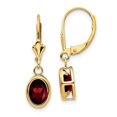 thumbnail image 1 of 14K Yellow Gold 8 x 6 mm Oval Garnet Leverback Earrings, 1 of 1