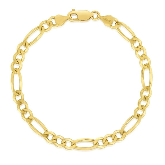 14K Yellow Gold 8in 4.5mm Figaro Chain Bracelet with Lobster Clasp