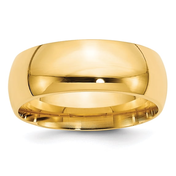 14K Yellow Gold 8mm Comfort-Fit Band Ring Size 7