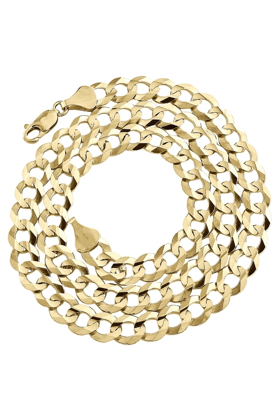 14K Yellow Gold 8mm Solid Plain Curb Cuban Chain Link Necklace 24 Inches