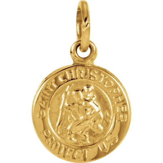 14K Yellow Gold 8mm St. Christopher Medal