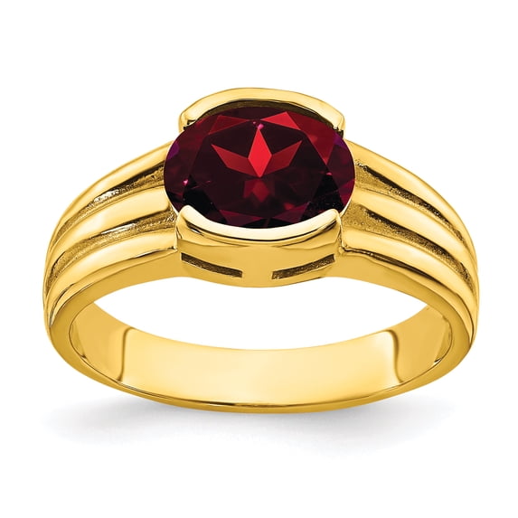 14K Yellow Gold 8x6mm Oval Garnet Ring Size 6