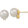 thumbnail image 1 of 14K Yellow Gold 9-10mm White Saltwater Cultured South Sea Pearl .10Ct Dia Earrings Made In Canada xf470e, 1 of 5