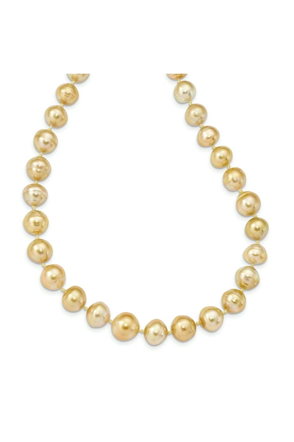 14K Yellow Gold 9-12mm En Saltwater Cult South Sea Graduated Baroque Pearl Necklace