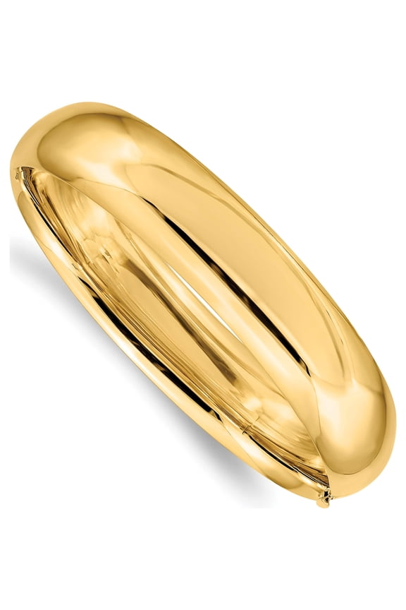 14K Yellow Gold 9/16 High Polished Hinged Bangle Bracelet (7 X 14.5) Made In United States hp9/16