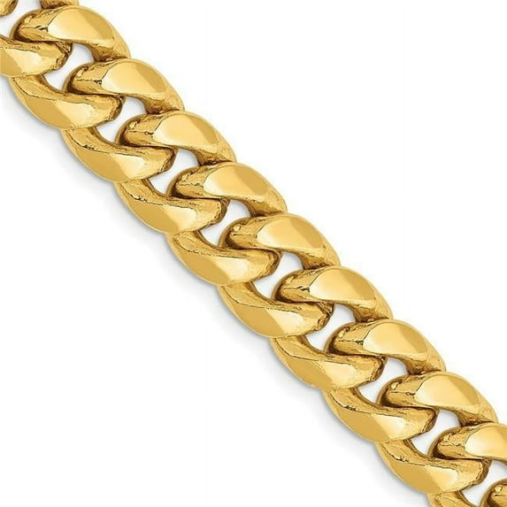 14K Yellow Gold 9.3 mm Semi-Solid Miami 30 in. Cuban Chain