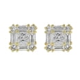 thumbnail image 1 of 14K Yellow Gold 9.3 mm Square Princess & Baguette-Cut Cubic Zirconia Stud Earrings, 1 of 1