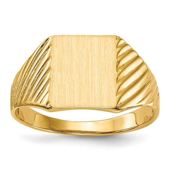 14K Yellow Gold 9.5 x 8 mm Open Back Signet Ring - Size 6