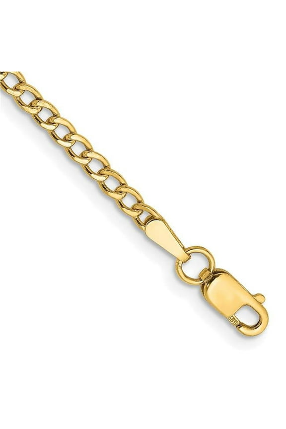 14K Yellow Gold 9 in. 2.5 mm Semi-Solid Curb Chain Anklet
