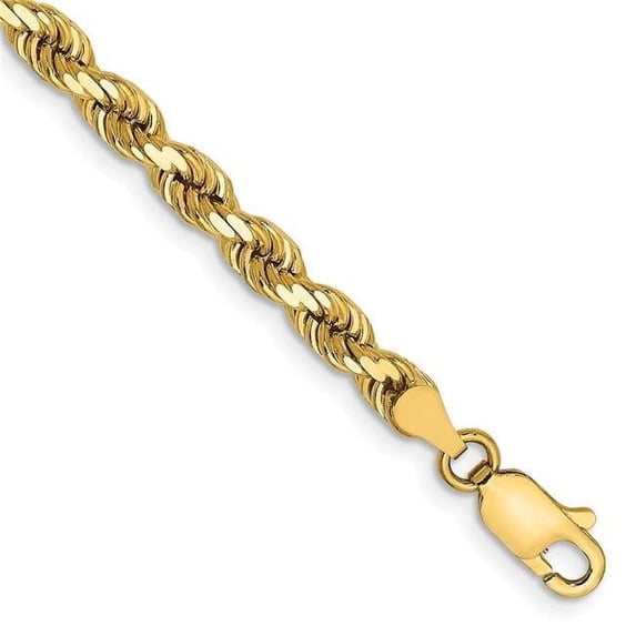 14K Yellow Gold 9 in. 4 mm Diamond-Cut Rope with Lobster Clasp Chain