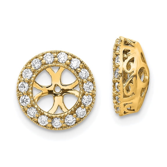 14k Yellow Gold 1/3 CT I2 Diamond Circle Earring Jackets