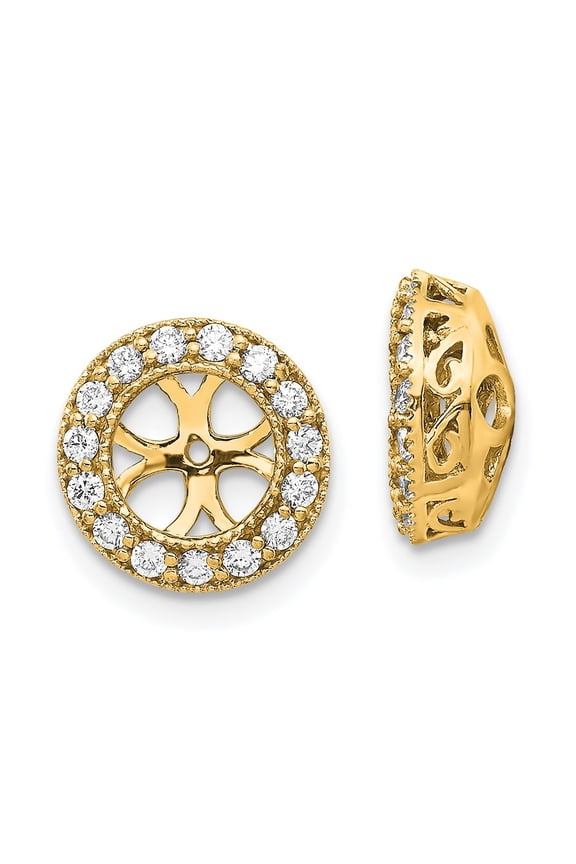 14k Yellow Gold 1/3 CT I2 Diamond Circle Earring Jackets