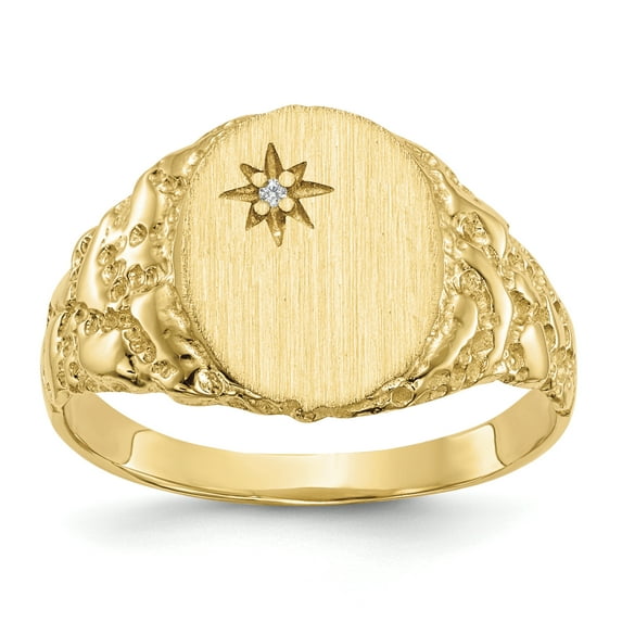 14K Yellow Gold AA Diamond Signet Ring Size 6