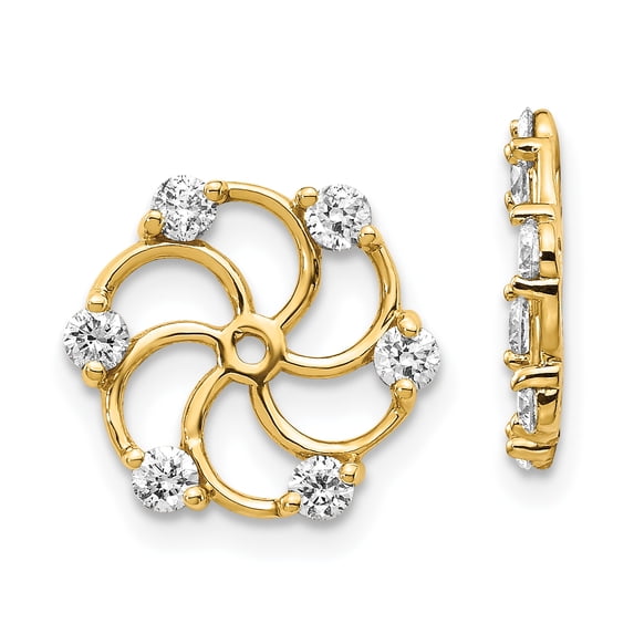 14K Yellow Gold AAA Diamond Earring Jackets