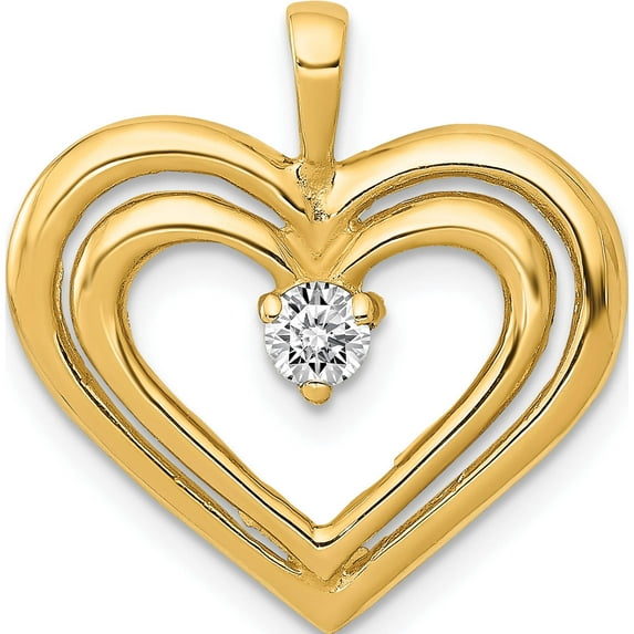 14K Yellow Gold Aa Diamond Double Heart Pendant Made In India pm4842-013-ya