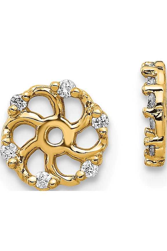 14K Yellow Gold 1/20 carat AA Diamond Earring Jackets