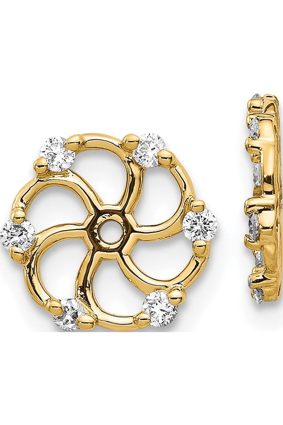 14K Yellow Gold Aa Diamond Earring Jacket (9 X 9) Made In India ejm5328-020-ya