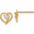 thumbnail image 1 of 14K Yellow Gold Aa Diamond Heart Earrings (8 X 8) Made In United States xe40aa, 1 of 5