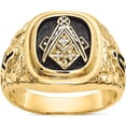thumbnail image 1 of 14K Yellow Gold Aaa Diamond Men's Masonic Ring (Size 10) Made In United States y4035aaa, 1 of 5