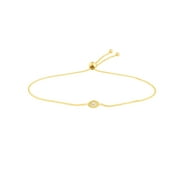 JEWELRY ADDICT 14K Yellow Gold Adj. 9.50" 3pt Burnish Diamond Evil Eye Bolo Bracelet - Women