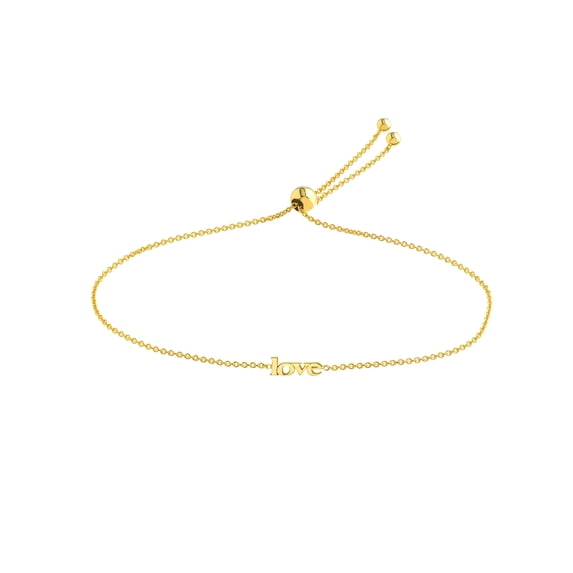 14K Yellow Gold Adj. 9.50" Mini Love Bolo Bracelet - Women