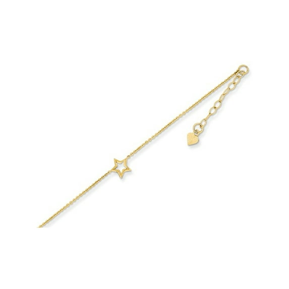 Gem & Harmony 14K Yellow Gold Adjustable Star Anklet 9 inches for Women