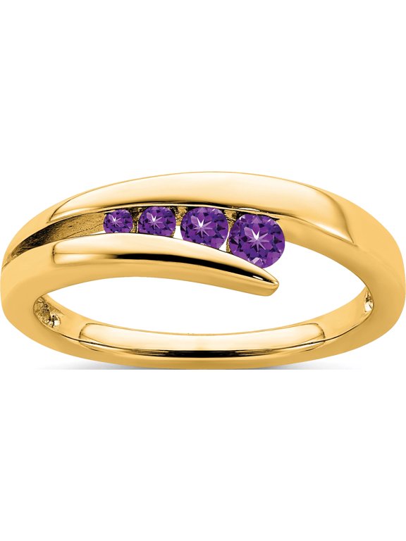 14K Yellow Gold Graduated Round Amethyst 4-stone Ring