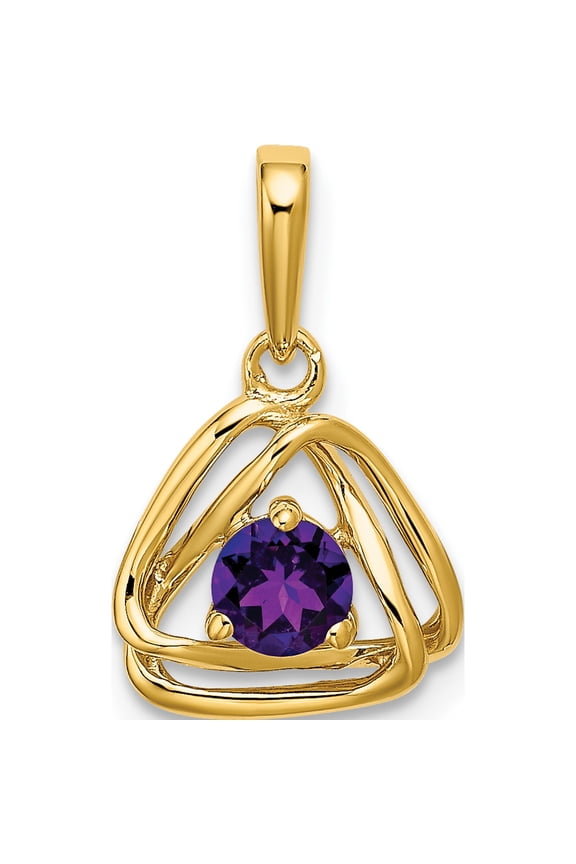 14K Yellow Gold Amethyst Triangle Pendant (Width 9.75) (Length 17.55) - Jbsp