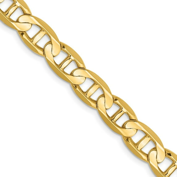 14K Yellow Gold Anchor Chain Styles Necklace 20 inch 7 mm Concave with Lobster Clasp