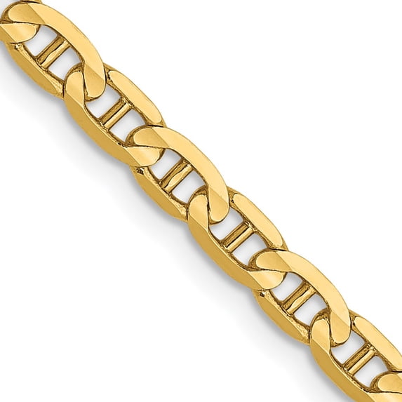 14K Yellow Gold Anchor Chain Styles Necklace 3 mm Concave 16 inch