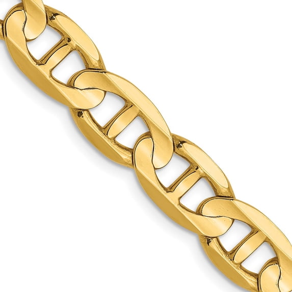 14K Yellow Gold Anchor Chain Styles Necklace 7 mm Concave 24 inch