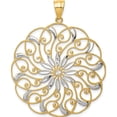 thumbnail image 1 of 14K Yellow Gold And White Rhodium Meridian Swirl Pendant (50 X 40) Made In United States d3350, 1 of 5