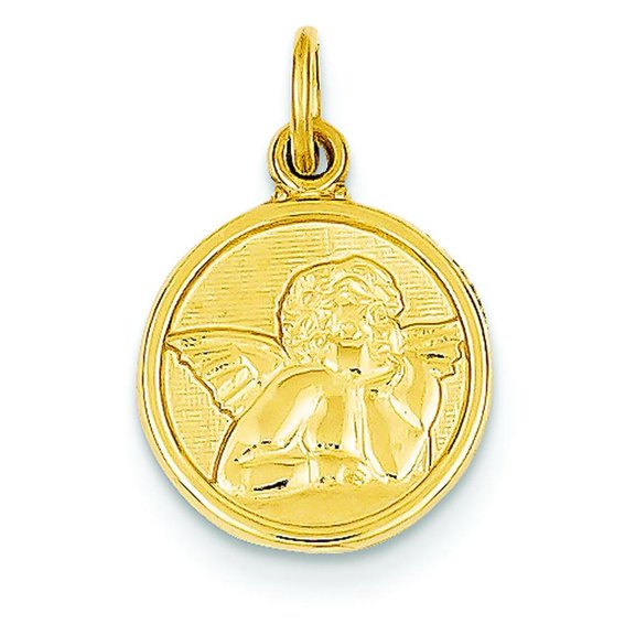 14K Yellow Gold Angel Charm Pendant Religious