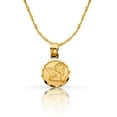 thumbnail image 1 of 14K Yellow Gold Angel Charm Pendant with 0.9mm Singapore Chain Necklace - 18", 1 of 7