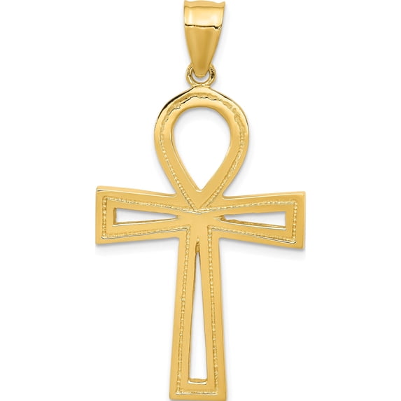 14K Yellow Gold Ankh Cross Pendant (45 X 24) Made In United States c175