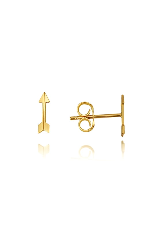 14K Yellow Gold Arrow Stud Earrings