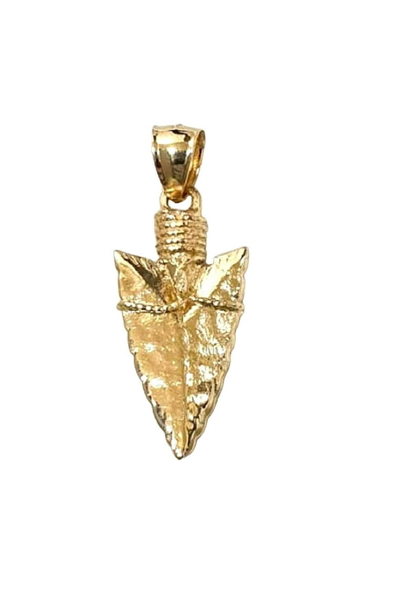 14K Yellow Gold Arrowhead 3D (3 Dimensional) Solid Pendant