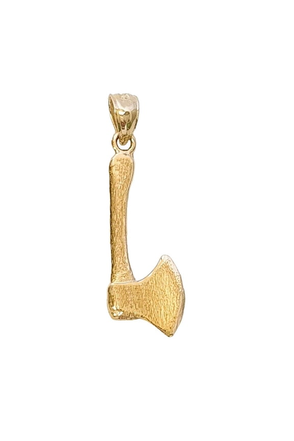 14K Yellow Gold Axe 3D Solid Pendant