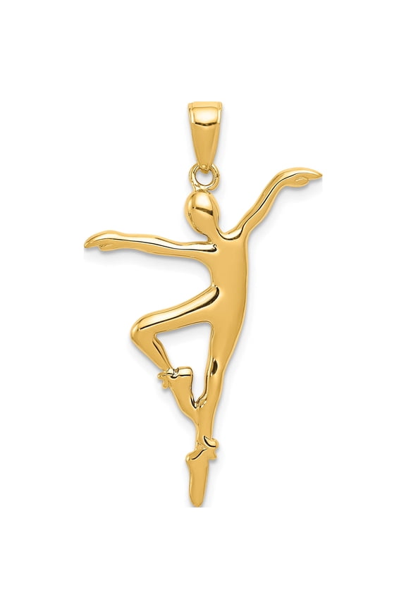 14K Yellow Gold Ballet Dancer Pendant (35 X 20) Made In Peru c3126