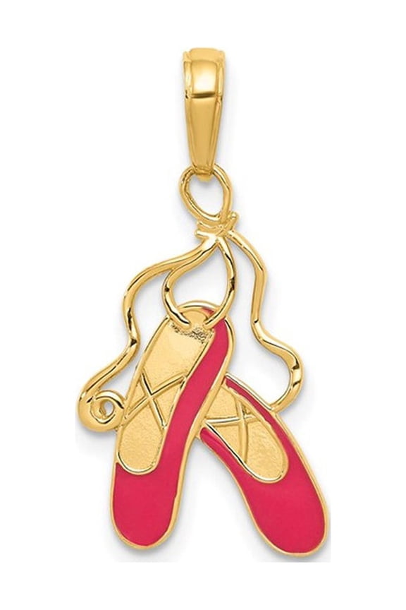 Gem & Harmony 14K Yellow Gold Ballet Slippers Charm Pendant (NO Chain) for Women