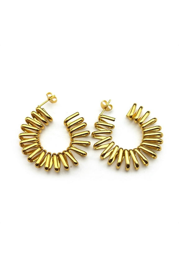 14K Yellow Gold Bamboo Geometric Twist Flower Water Drop Heart Women's Hoop Earrings Unique New Jewelry