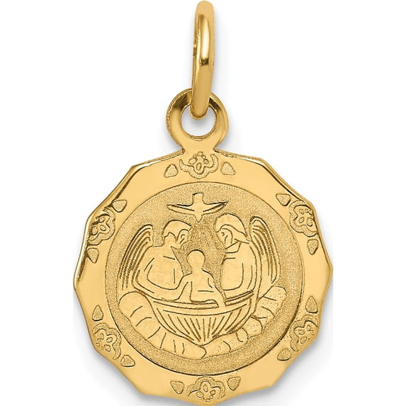 14K Yellow Gold Baptism Polished Charm (21 X 12) Made In United States d535