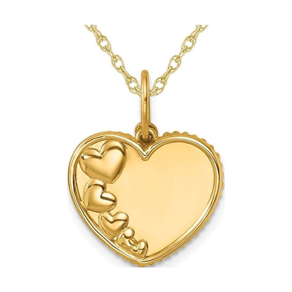 14K Yellow Gold Beaded Hearts Pendant Necklace with Chain