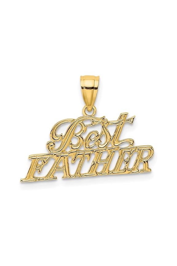 Gem & Harmony 14K Yellow Gold Best Father Charm Pendant (NO CHAIN) for Men