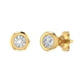 thumbnail image 1 of 14K Yellow Gold Bezel Set Ladies Diamond Stud Earrings (1/4 Carat) - IGI Certified, 1 of 1